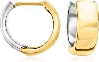 Ross-Simons 14kt 2-Tone Gold Reversible Huggie Hoop Earrings