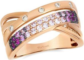 Le Vian Gladiator 14K Rose Gold 0.56 Ct. Tw. Diamond & Pink Sapphire Cocktail Ring