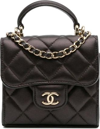 Chanel Clutch CC in pelle di agnello trapuntata iridescente con manico, attente e catena 2021-2025 - Rosso