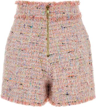 Balmain Womens Multicolor Tweed Shorts Multicolore