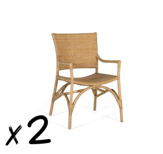 Giner&Colomer Set de dos sillas fabricadas en rattan y estructura de bamb&uacute;