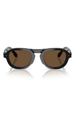 A|X Armani Exchange 49mm Keyhole Pillow Sunglasses in Black /Dark Brown at Nordstrom
