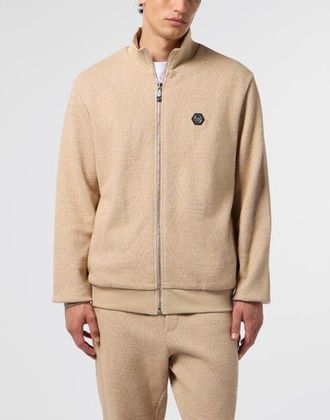 Philipp Plein Jacquard Tracksuit Jacket Monogram Men in Beige at Nordstrom, Size X-Large