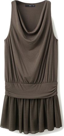 Mango Draped Ruffle Hem Dress in Brown at Nordstrom, Size 10