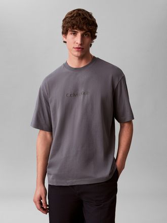 Calvin Klein T-Shirt CALVIN KLEIN SS RLXD STANDARD LOGO CREWNK TEE, Herren, Gr. L, anchor navy, Single Jersey, Obermaterial: 100% Baumwolle, unifarben, relaxed fit