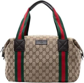 Gucci Pre-owned Handbags, female, Beige, Size: ONE SIZE Pre-owned Canvas Travel Bag