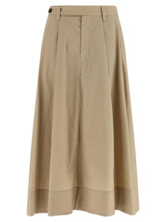 Brunello Cucinelli Beige Cotton Midi Womens Skirt