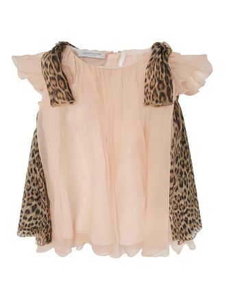 Roberto Cavalli Dress With Leopard Print And Ruffles