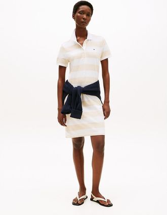 Tommy Hilfiger Womens Rugby Stripe Polo Dress - Beige - XXS