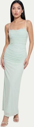 Misspap Premium Tulle Lace Trim Maxi Dress in Mint at Nordstrom, Size 10