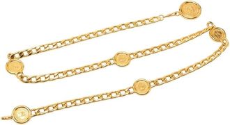 Chanel Pre-owned Belts, female, Yellow, Size: ONE SIZE Pre-owned Vintage Gold Plated Chain Belt with Coin Charms