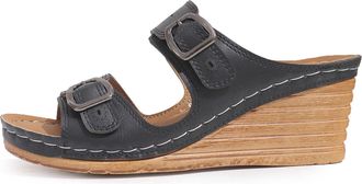 Generic Womens Platform Wedge Sandals, Round Open Toe 2-strap Slip On Slides,Ankle Strap Arch Support Platform Wedge Shoes