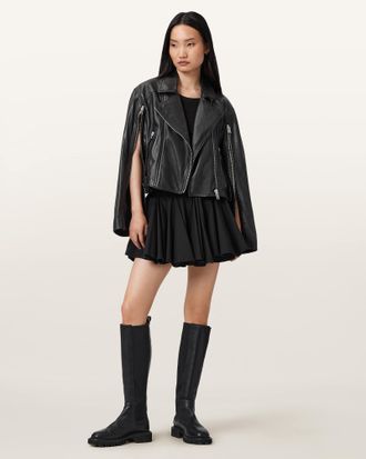 AllSaints Sheep Leather Masone Leather Biker Jacket, Size: XS