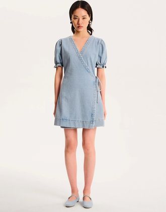 Omnes Womens Mikayla Dress in Light Wash - Blue - Size: 12