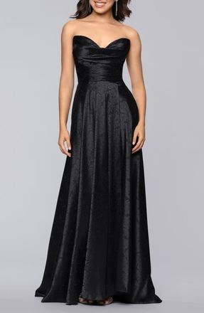 Blondie Nites Jaquard Strapless Gown in Black at Nordstrom, Size 5