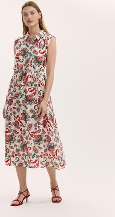 Finery Alida Floral Midi Shirt Dress in Ivory Paisley at Nordstrom, Size 14