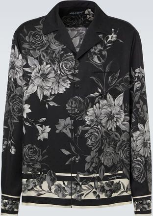 Dolce & Gabbana Camicia in seta a pois con stampa floreale