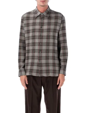 Sunflower Studio Checkered Seersucker Cotton Cashmere Casual Shirt