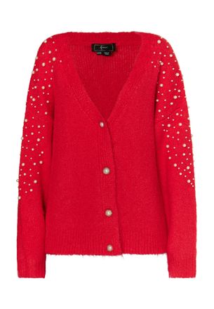 Faina Vest met parels Dames rood