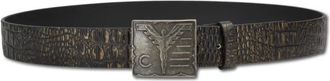 Carlo Colucci Embossed Leather Belt - Heren - Riemen - Bruin - 95 CM - Leer - Accessoires