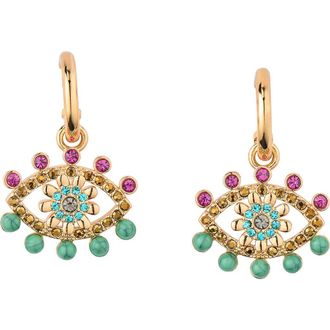 Kurt Geiger Evil Eye Drop Huggie Hoop Earrings in Gold Multi at Nordstrom Rack