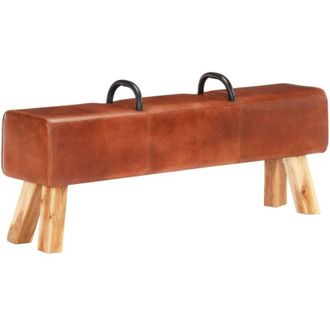 vidaXL Banco Turnbock Vintage Con Asas De Cuero De Cabra Aut&eacute;ntico Vidaxl