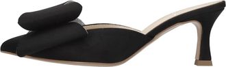Ovye By Cristina Lucchi Satin en Glitter Mules - Dames - Muiltjes - Zwart - 36 EU - Leer - Schoenen