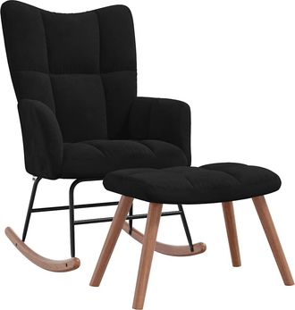 vidaXL Silla Mecedora Con Reposapi&eacute;s Terciopelo Negro Vidaxl