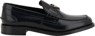 Prada Ge&euml;mailleerde Loafers met Leren Blokhak - Dames - Loafers - Zwart - 36 1/2 EU - Leer - Schoenen