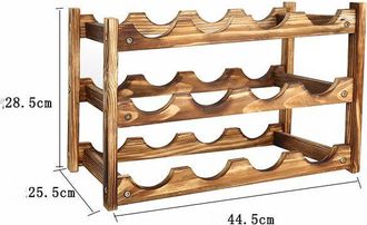 OEM Botellero Horizontal De 3 Niveles, Capacidad Para 12 Botellas (4 Niveles Por Botellero), De Madera De Nogal, Acabado Natural. Medidas: 44,5 X 25,5 X 2