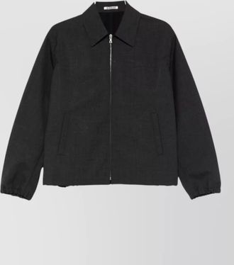 Auralee nylon silk blend jacket front zip