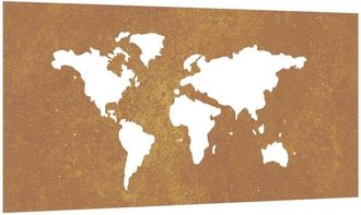 vidaXL Adorno De Pared Jard&iacute;n Acero Corten Dise&ntilde;o Mapamundi 105x55 Cm Vidaxl