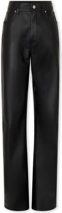 Paco Rabanne Zwarte Leren Flared Broek - Dames - Leren Broeken - Zwart - M - Broeken
