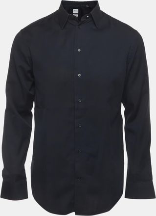 Armani Black Dobby Cotton Regular Fit Shirt
