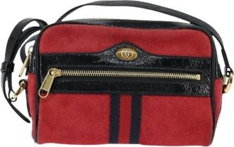 Gucci Pre-owned Cross Body Bags, female, Red, Size: ONE SIZE Pre-owned Suede Crossbody Bag