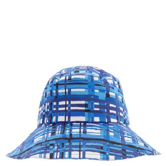 Ferragamo Plaid Cotton Bucket Hat, Size 57
