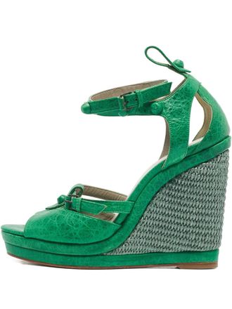 Balenciaga studded wedge sandals - Green