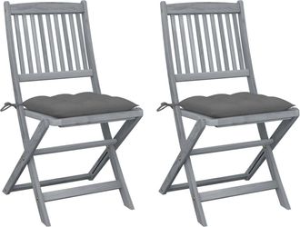 vidaXL Sillas De Jard&iacute;n Plegables 2 Uds Cojines Madera Maciza Acacia Vidaxl
