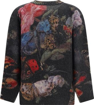 R13 Butterfly and Floral Jacquard Cashmere Sweater - Multicolor