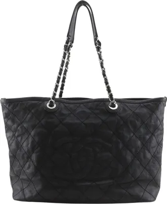 Chanel Black Grained Calfskin Tote Bag (Pre-Owned)