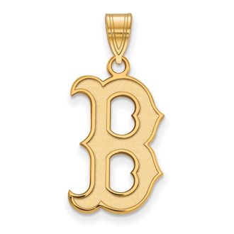 Diamond2Deal 14k Yellow Gold Gold Baseball Boston Red Sox Letter B Large Pendant