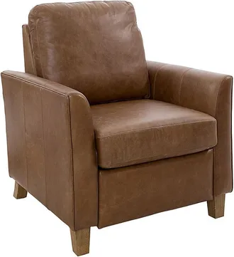 Ballard Designs Layla Leather Recliner - Cocoa with Dark Walnut - Ballard Designs