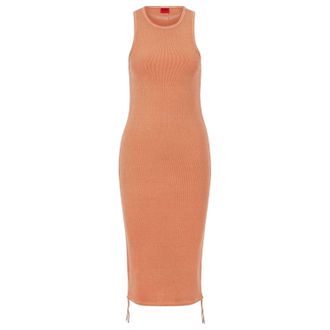 HUGO BOSS Hugo Nerana midi-jurk van ribgebreid stof voor dames (Oranje)