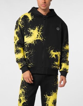Plein Sport Zip Hoodie Splash Men in Black at Nordstrom, Size Xx-Large