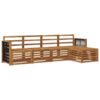 vidaXL Set Di Divani Da Esterno 5 Pz Naturale Vidaxl