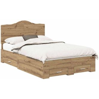 vidaXL Bed Frame with Drawer Artisan Oak 120 x 200 cm Engineered Wood vidaXL