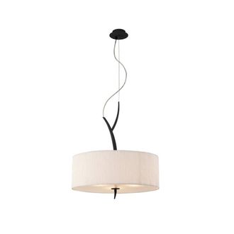 Netlighting Eve Ceiling Pendant 3 Light E27 Anthracite with White Round Shade in Black