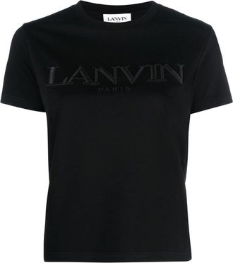 Lanvin logo-lettering cotton T-shirt - women - Cotton - S - Black