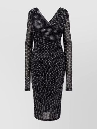 Dolce & Gabbana polka-dot draped v-neck maxi dress