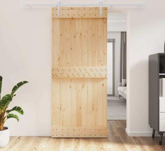 vidaXL Puerta Corredera Con Herrajes Madera Maciza De Pino 90x210 Cm Vidaxl